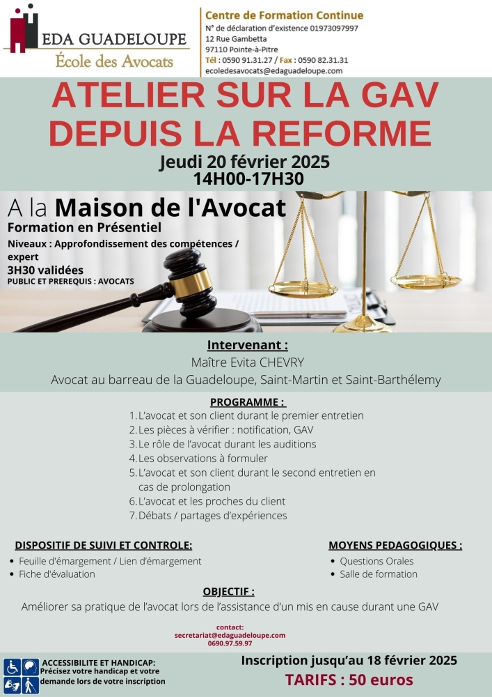 ATELIER SUR LA GAV DEPUIS LA REFORME