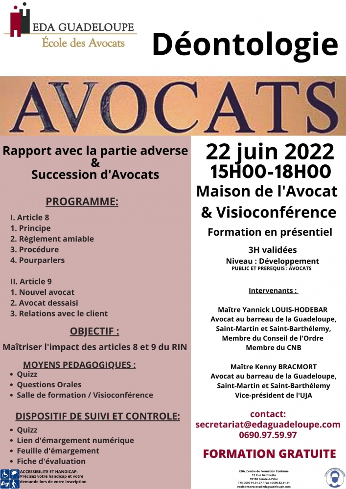 Rapport avec la partie adverse - Succession d'avocats dans un même dossier 