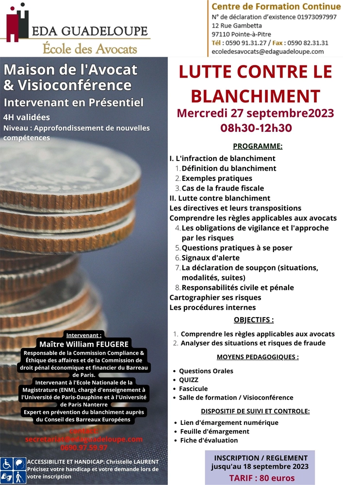 LUTTE CONTRE LE BLANCHIMENT 