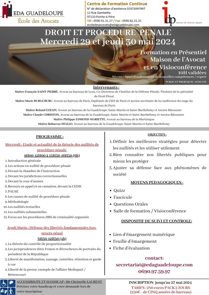 PROCEDURE PENALE : Etude et actualité de la théorie des nullités de procédure pénale / Défense des libertés fondamentales lors DU procès pénal 